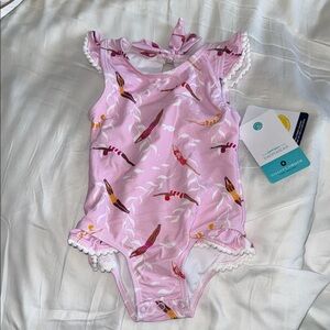 Snapper Rock Pink One-Piece Swimsuit with Multicolor Diver Print